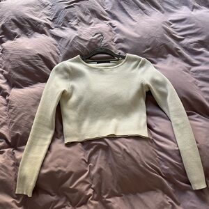 Brandy Melville Off-White Ribbed Knit Top